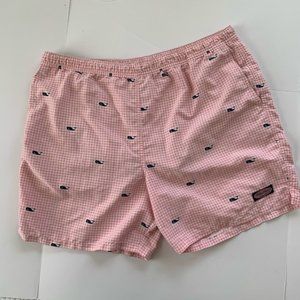 Vineyard Vines Pink & White Checkered Swim Trunks